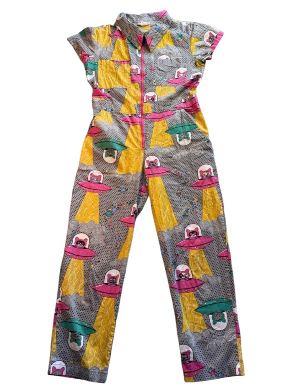 NWOT Blue Platypus Clothing Cats In Space Jumpsuit In Asteroid Field SizeXS